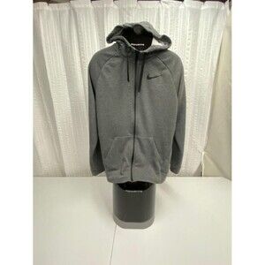 Nike Dri-FIT Mens Medium Full Zip Hoodie Gray Sweatshirt Swoosh Athletic(509-4)